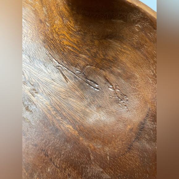 Large 17" Hand Carved Wood Bowl in Grape Bunch Shape for console coffee table - Picture 5 of 7